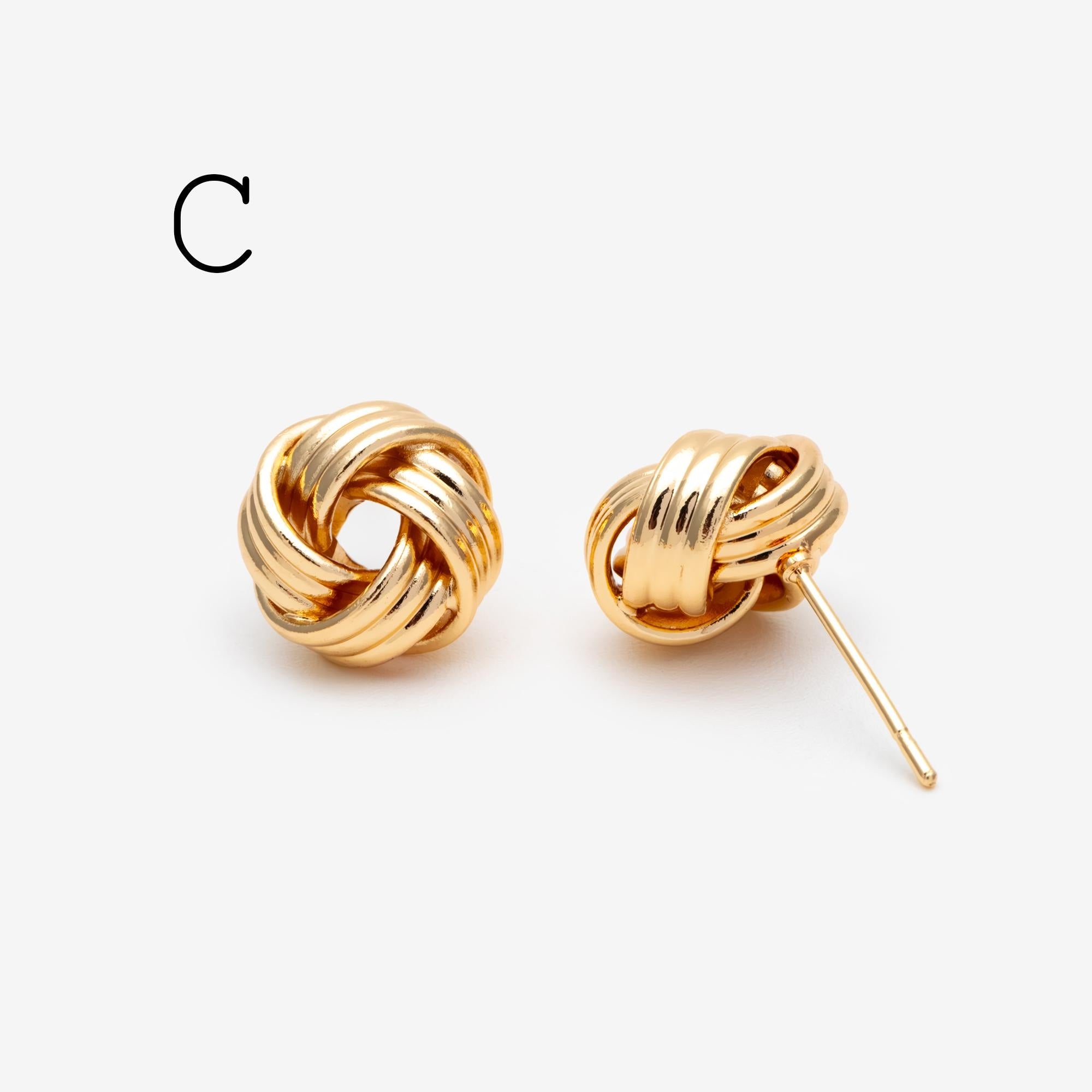 10pcs Gold Knot ear studs, Celtic knot earrings, Minimalist Stud Earrings (GB-4342)